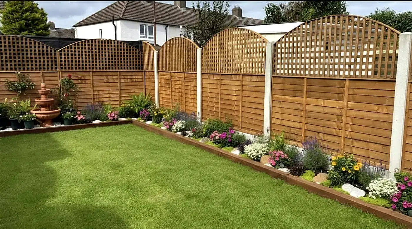 Timber Fence and Flower Border