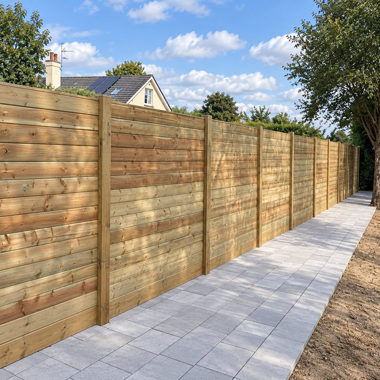 Completed straight timber fence installation by LARK Fencing